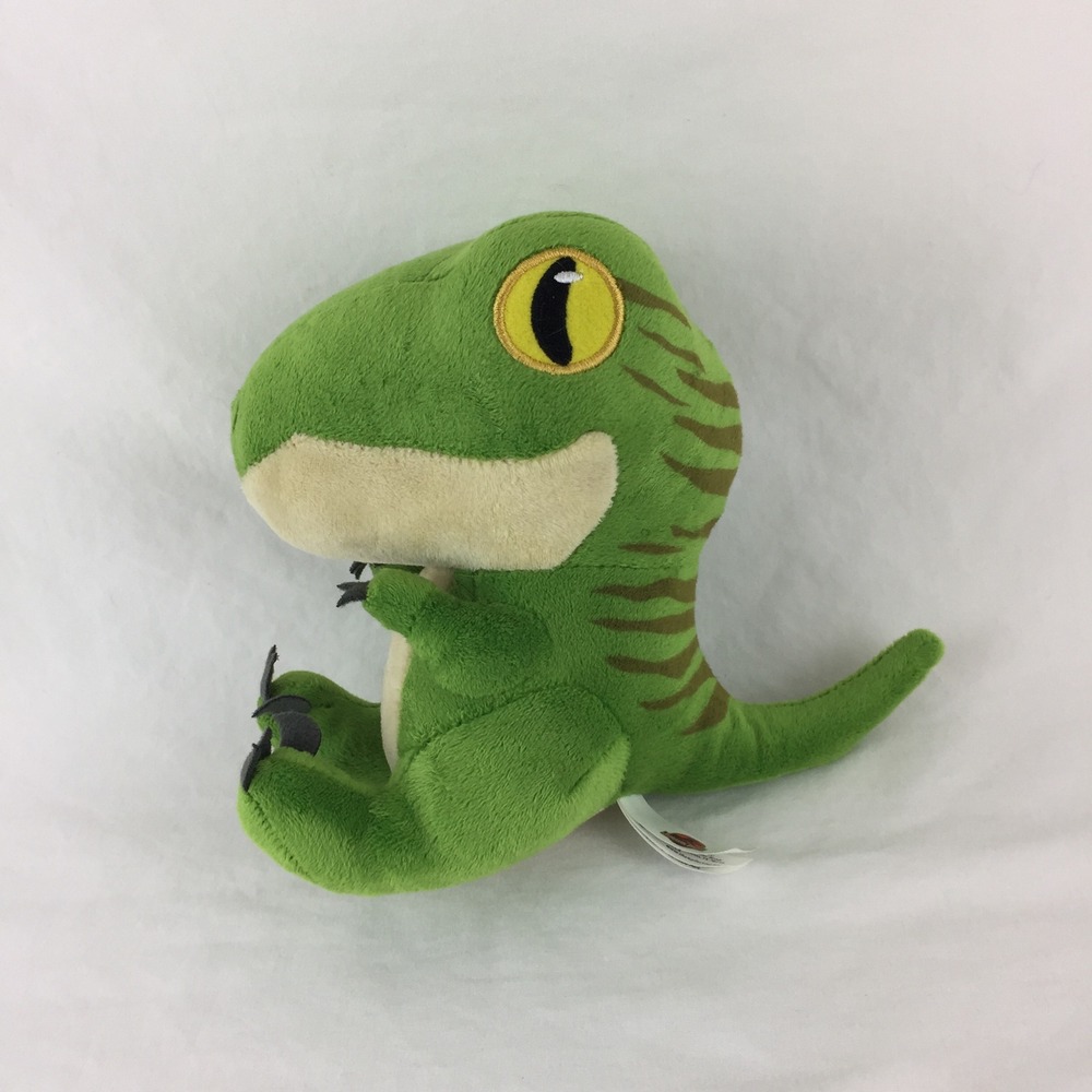 Jurassic Park Velociraptor Plush 6" Green Dinosaur 2022 Striped Toy Factory - Picture 3 of 9
